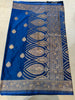Royal Blue Mashru Silk Saree with Banarasi Zari Paisley Motifs and Ornate Border