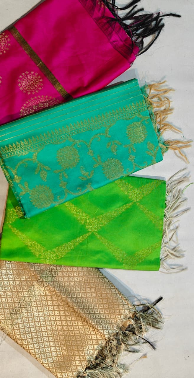 banarasi silk dupatta – handwoven multi-color elegance for festive occasions(combo of 4)