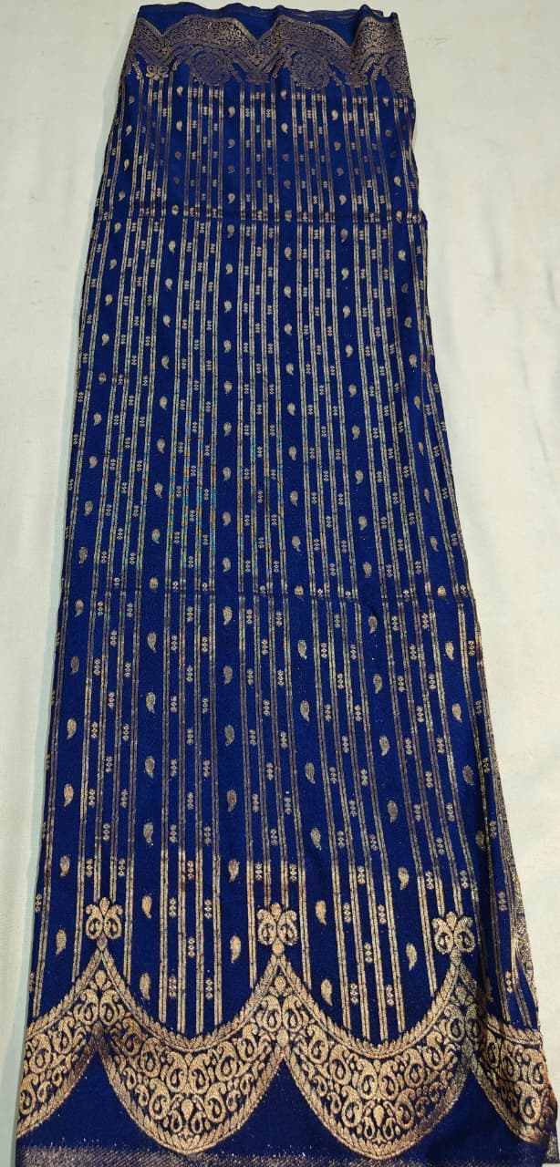royal blue banarasi georgette saree with opulent silver zari detailing