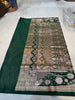 Bottle Green Katan Silk Saree with Banarasi Zari Paisley Border and Floral Jaal