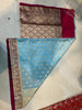 Sky Blue & Wine Katan Silk Saree with Zari Polka Motifs and Ornate Border