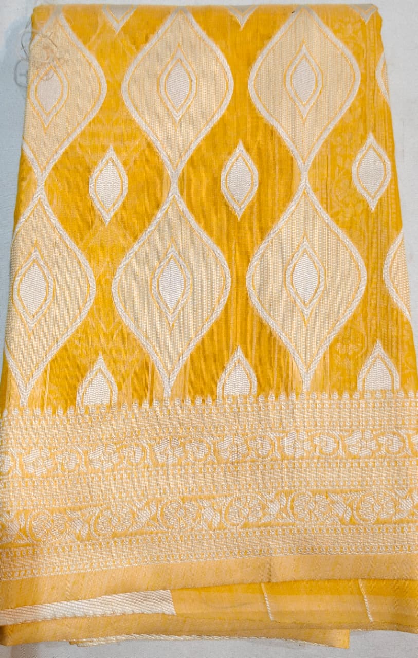 vibrant collection: pure cotton sarees with geometric motifs – red, pink, yellow, cream, green