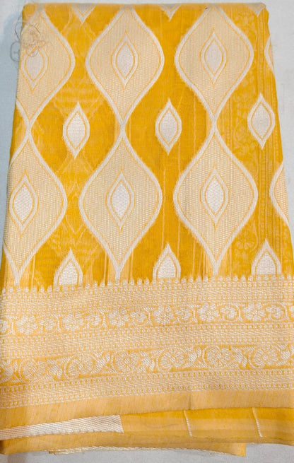 Vibrant Collection: Pure Cotton Sarees with Geometric Motifs – Red, Pink, Yellow, Cream, Green