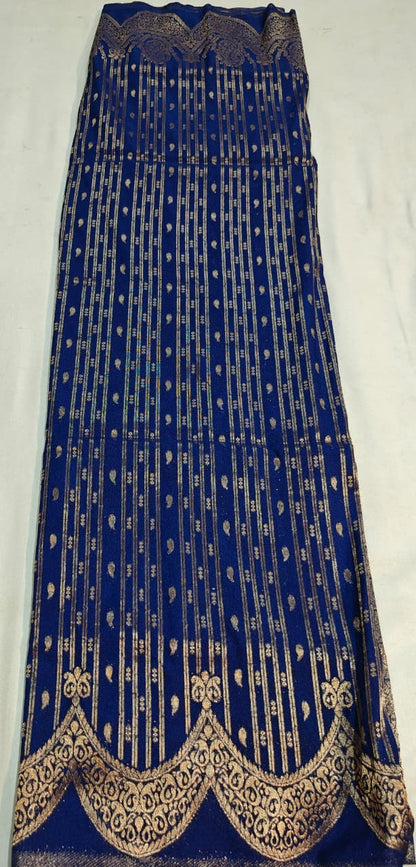 Royal Blue Banarasi Georgette Saree with Opulent Silver Zari Detailing