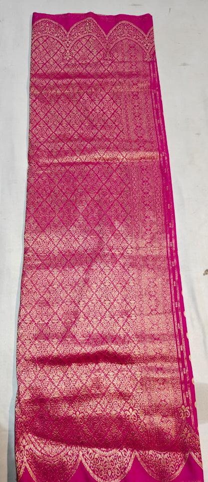 Magenta Banarasi Georgette Saree with Ornate Gold Zari Work